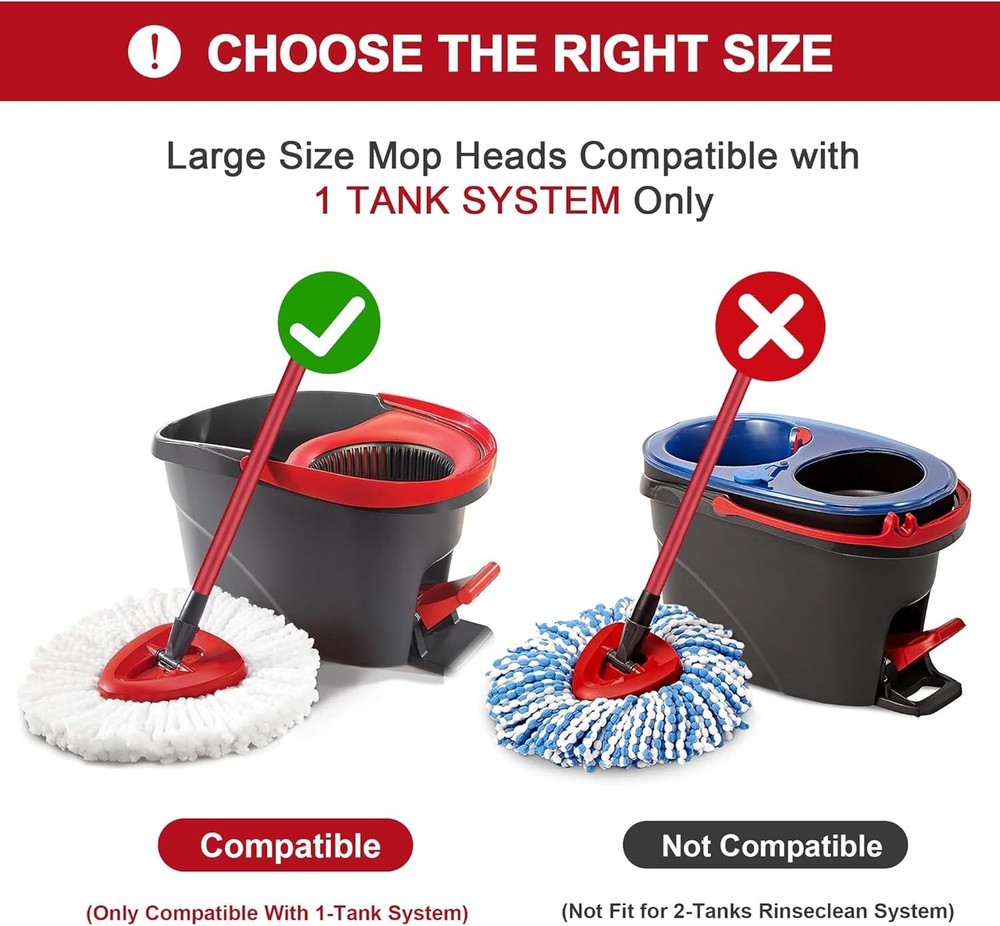 3 × Replacement Microfiber Mop HEAD For O-Cedar Spin Mop Easy Clean Wring Refill