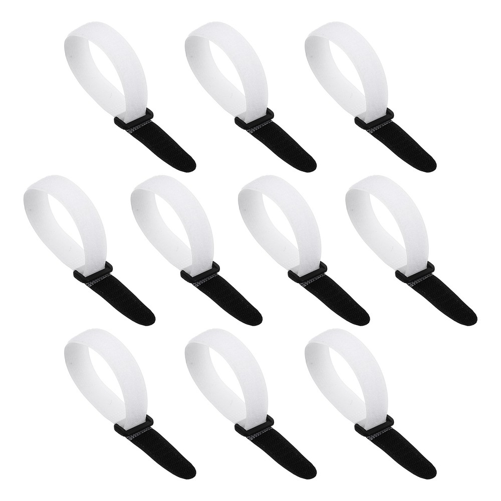 10pcs Reusable Cinch Straps 0.8"x10" Hook and Loop Cable Securing Straps, White