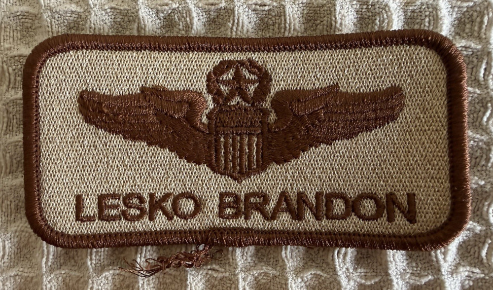 USAF Flight Crew Name Tag Patch Tan Brown Named