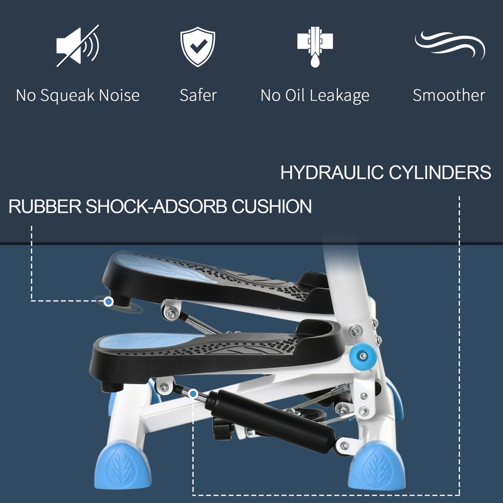 Step Machine Twist Stepper w/ Adjustable Resistance and Height, White, Blue