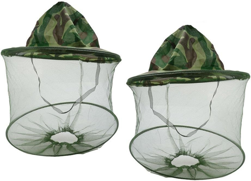2Pack Camouflage Beekeeper Beekeeping Cap Hat with Head Net Mesh Face Protection