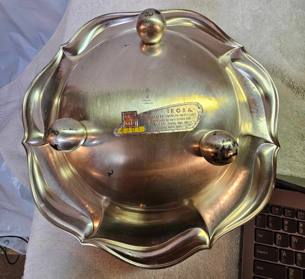 3 -WMF Ikora germany small & large footed flower shaped bowl Tarnish Silverplate