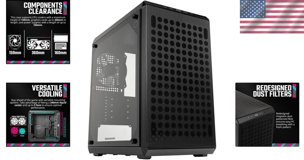 Magnetic Dust Filter Micro-ATX Tower with USB 3.2 Gen 2x2