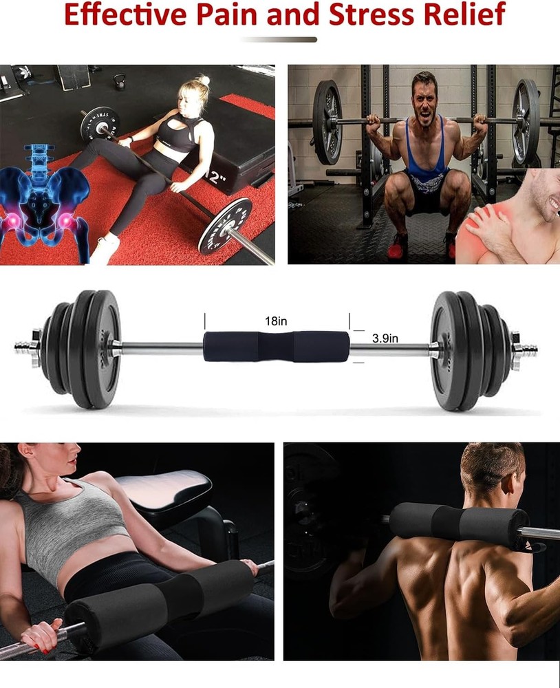 Barbell Squat Pad Nylon Padding AntiSlip- Thick Foam for Black