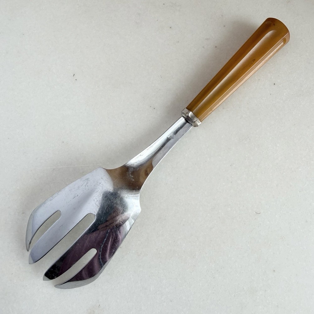 Vintage Serving Fork With Butterscotch Bakelite/Catalin Handle Art Deco