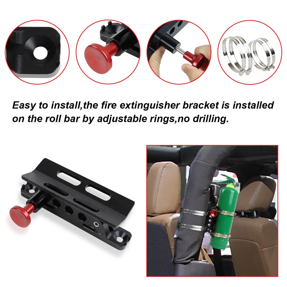 Adjustable Black Car Fire Extinguisher Mounting Bracket Holder For UTV Jeep
