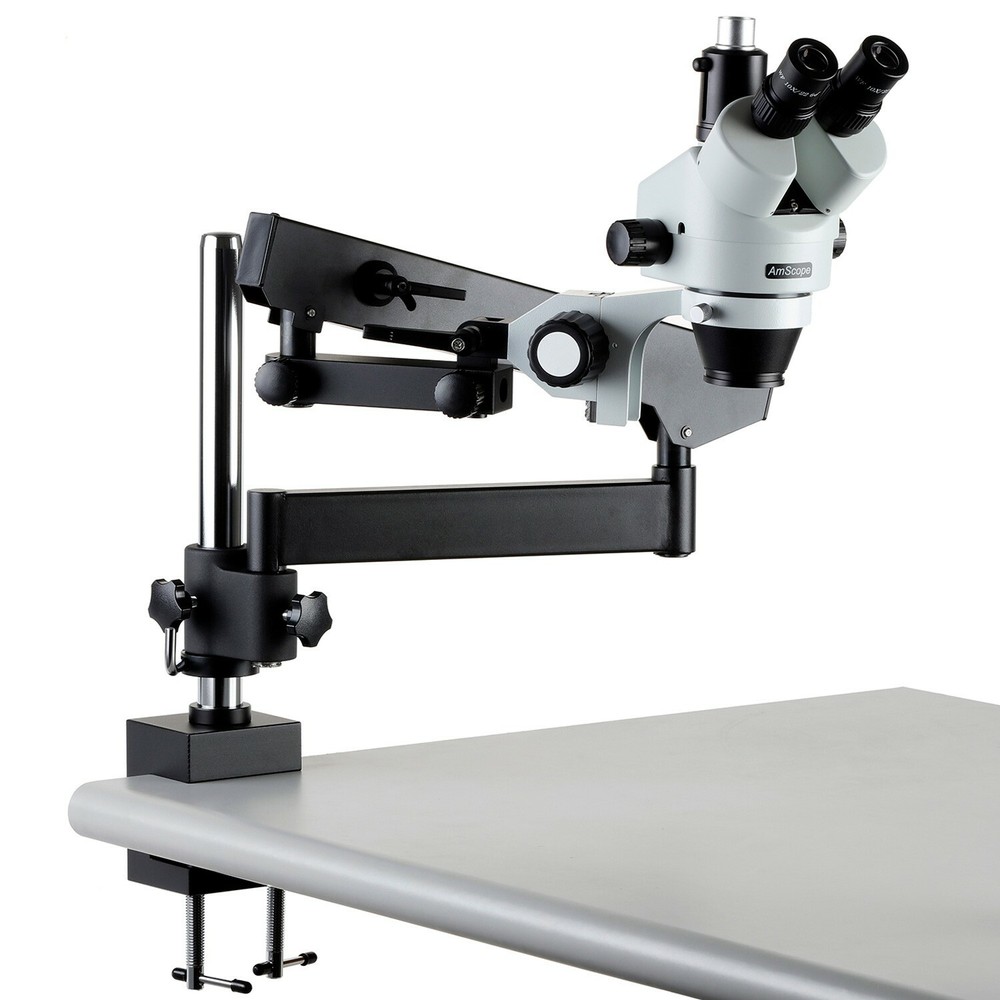 Amscope Articulating Stand w Post Clamp 76mm Focusing Rack for Stereo Microscope