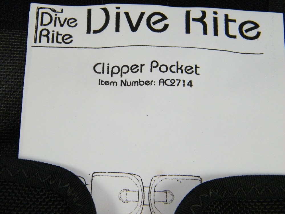 NEW ~ DIVE RITE ~ CLIPPER POCKET ~ PART # AC2714 ~ HOOK & LOOP ~ SCUBA DIVING