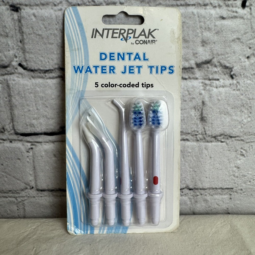 NIB Dental Water Jet Tips - 5 tips (Color Coded) By Interplak Conair