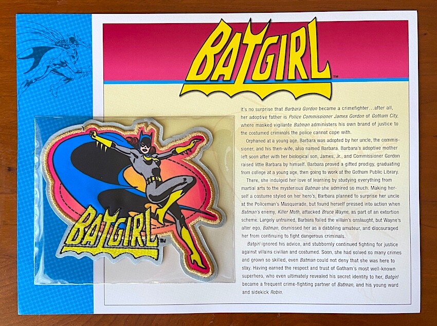 BATGIRL PATCH on INFO CARD ~ from Willabee & Ward ~ DC COMICS PATCH COLLECTION