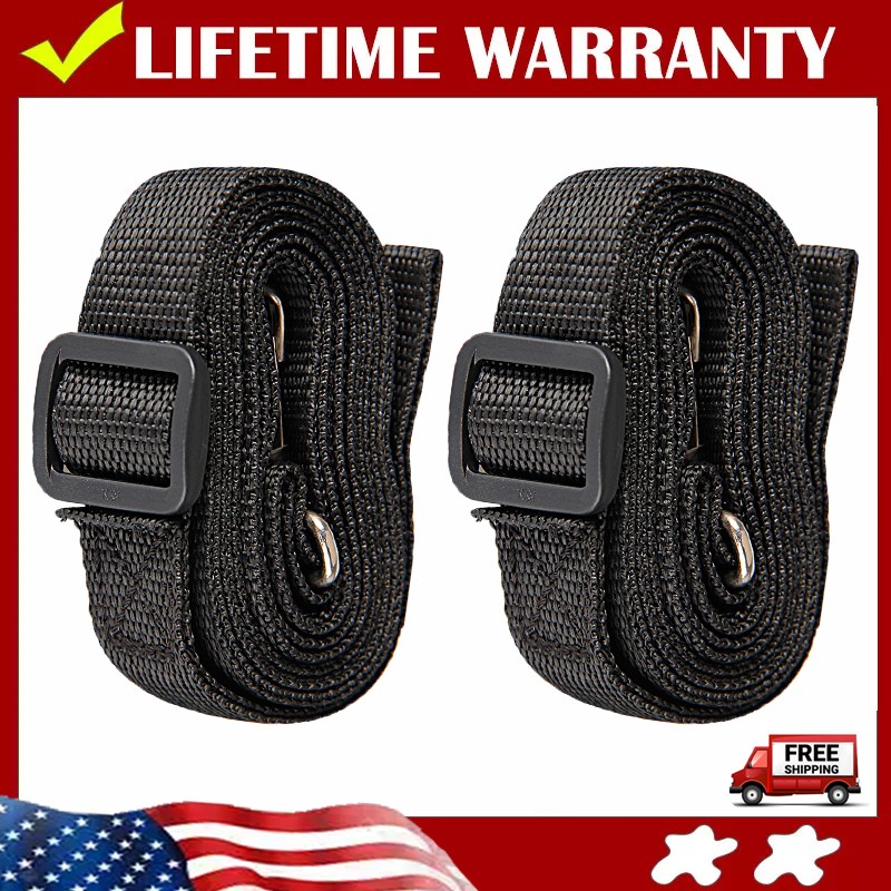 2 Pcs Adjustable Bimini Top Tie Down Webbing Straps with loop Snap hooks