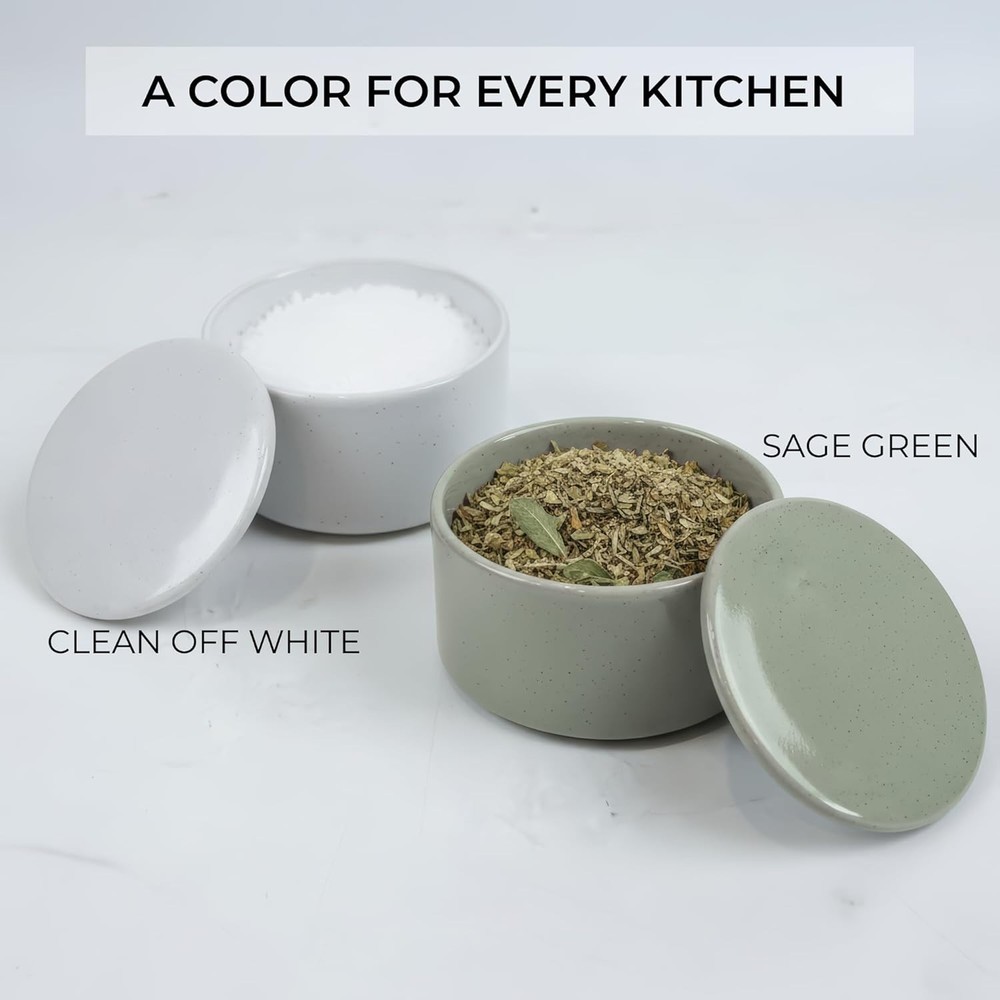 Beautiful Ceramic Salt Cellar with Lid - Spacious Container for Your Kitchen ...