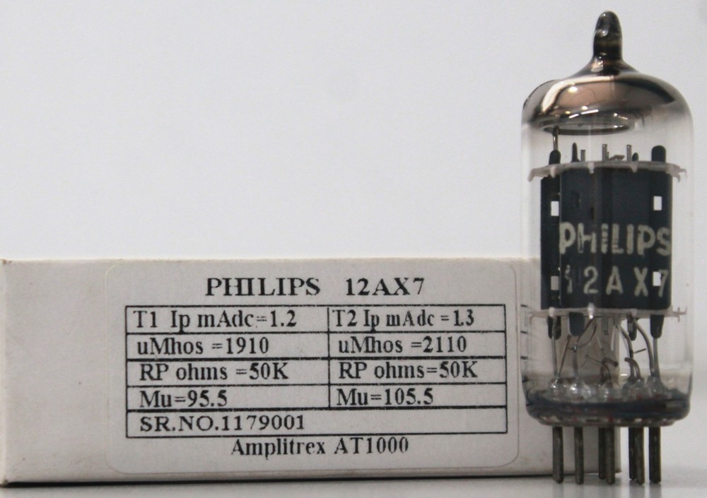 Philips 12AX7 / ECC83 Top Ring Getter Black Plate Amplitrex Tested Qty 1 Pc