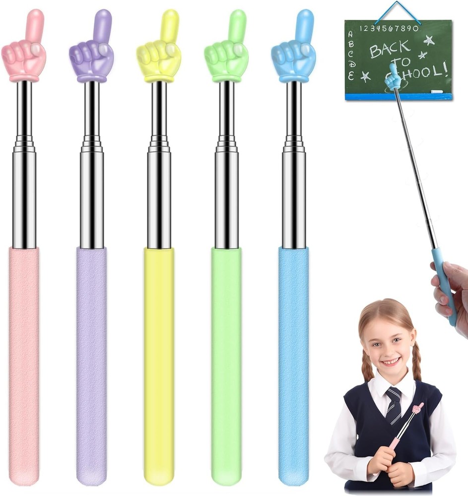 Retractable Teacher Pointer for Classroom Kids Reading, Dumero 5 Pack