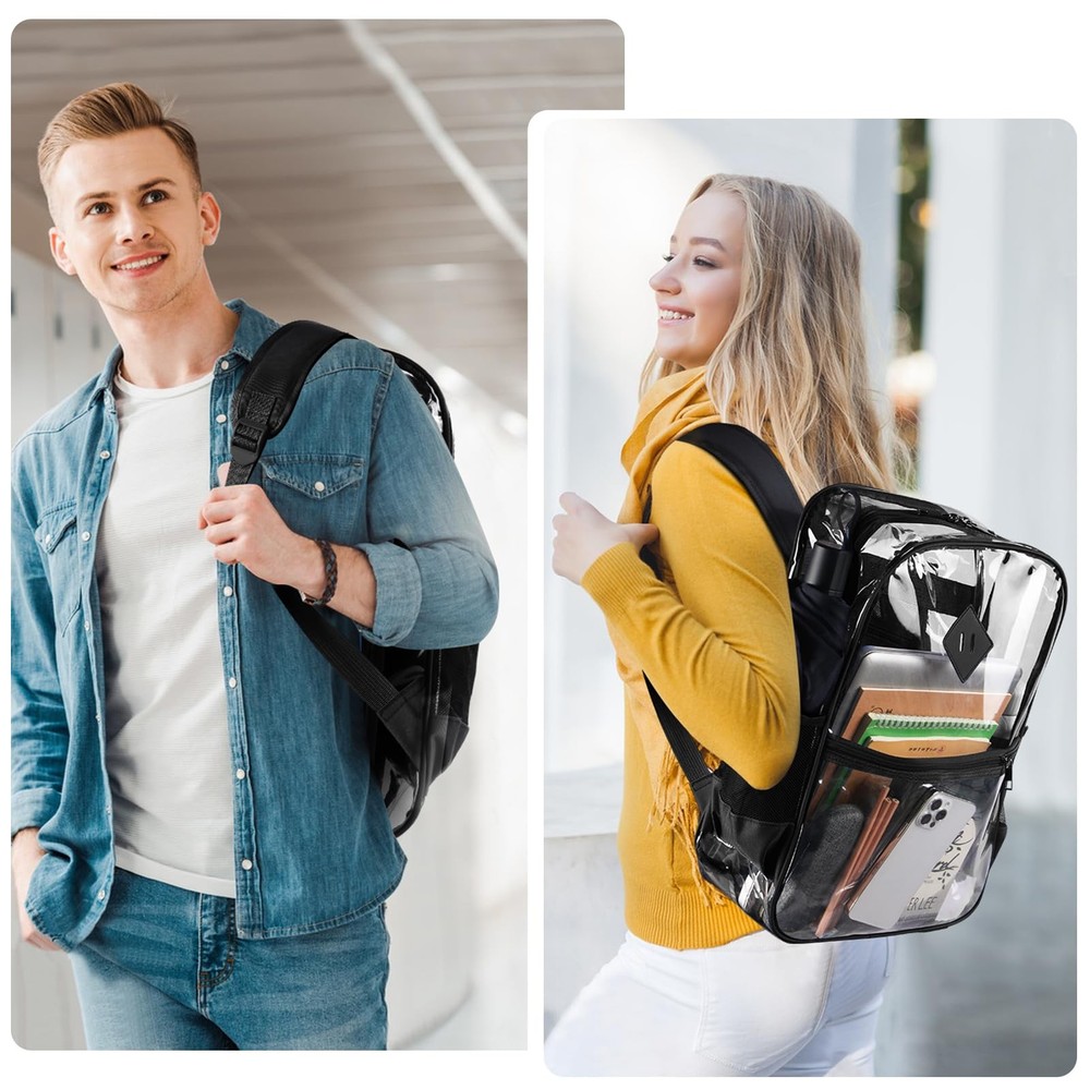 Clear backpack,Clear Backpack for School,Heavy Duty PVC Transparent Backpack,...