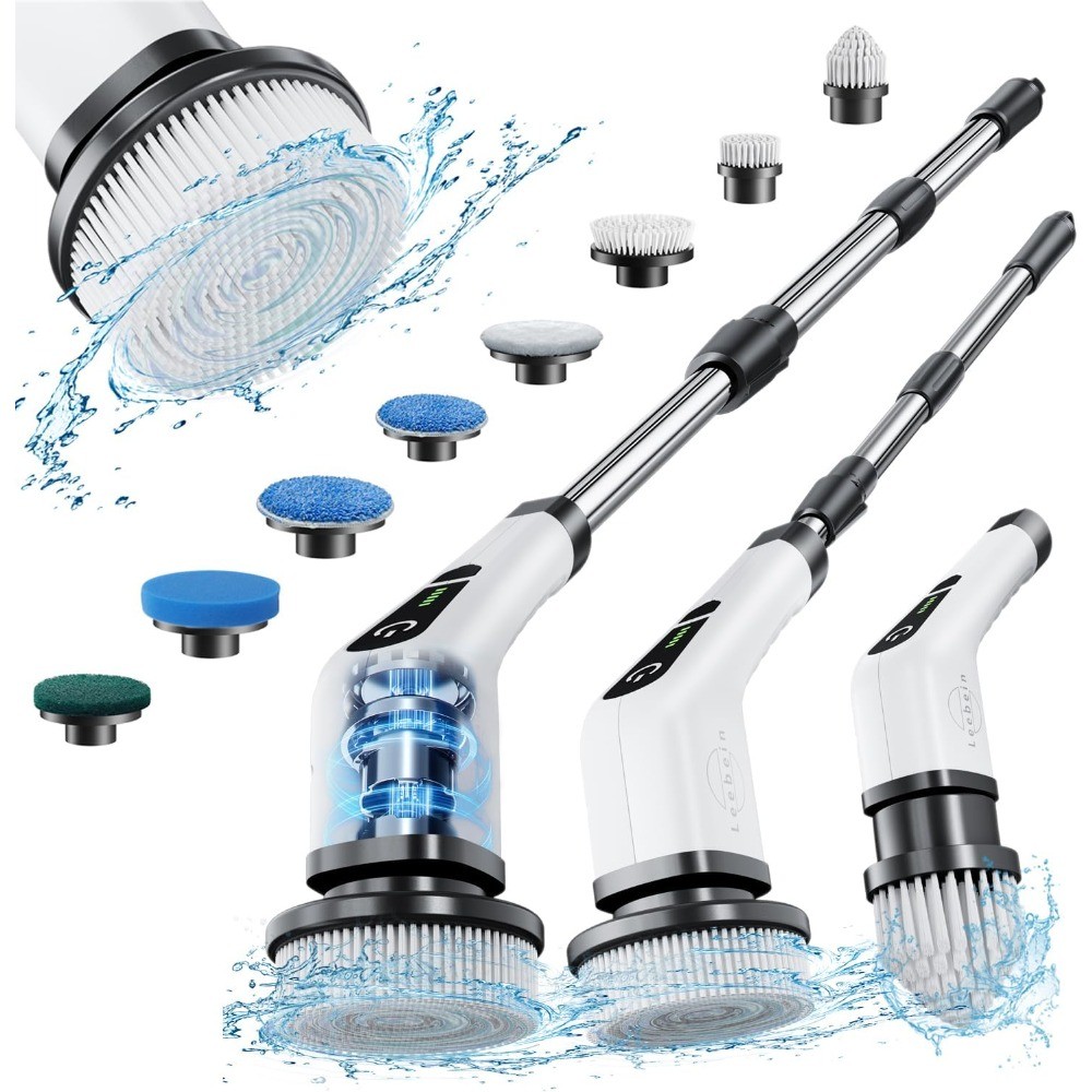 Leebein Electric Spin , Cordless Cleaning Brush with 8 Replaceable Brush Heads