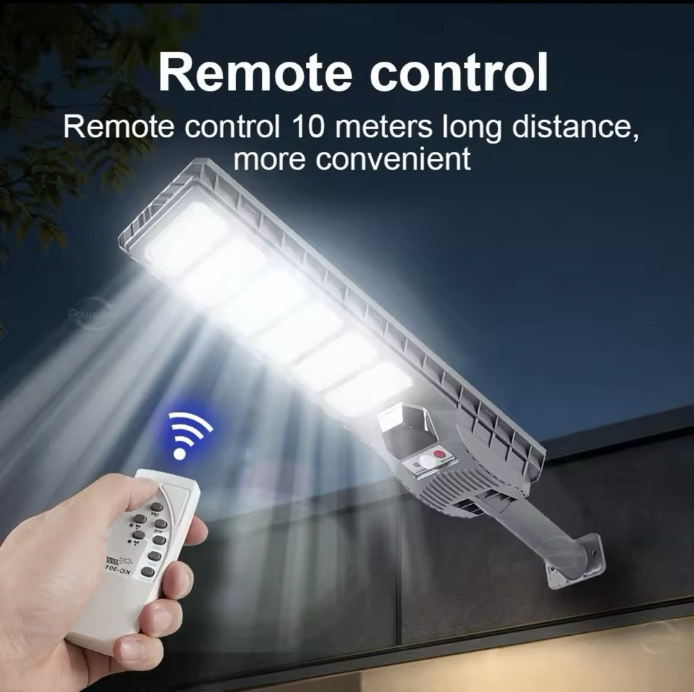 600W Outdoor Solar Lamppost Headlight Human Sensor Waterproof Remote Control