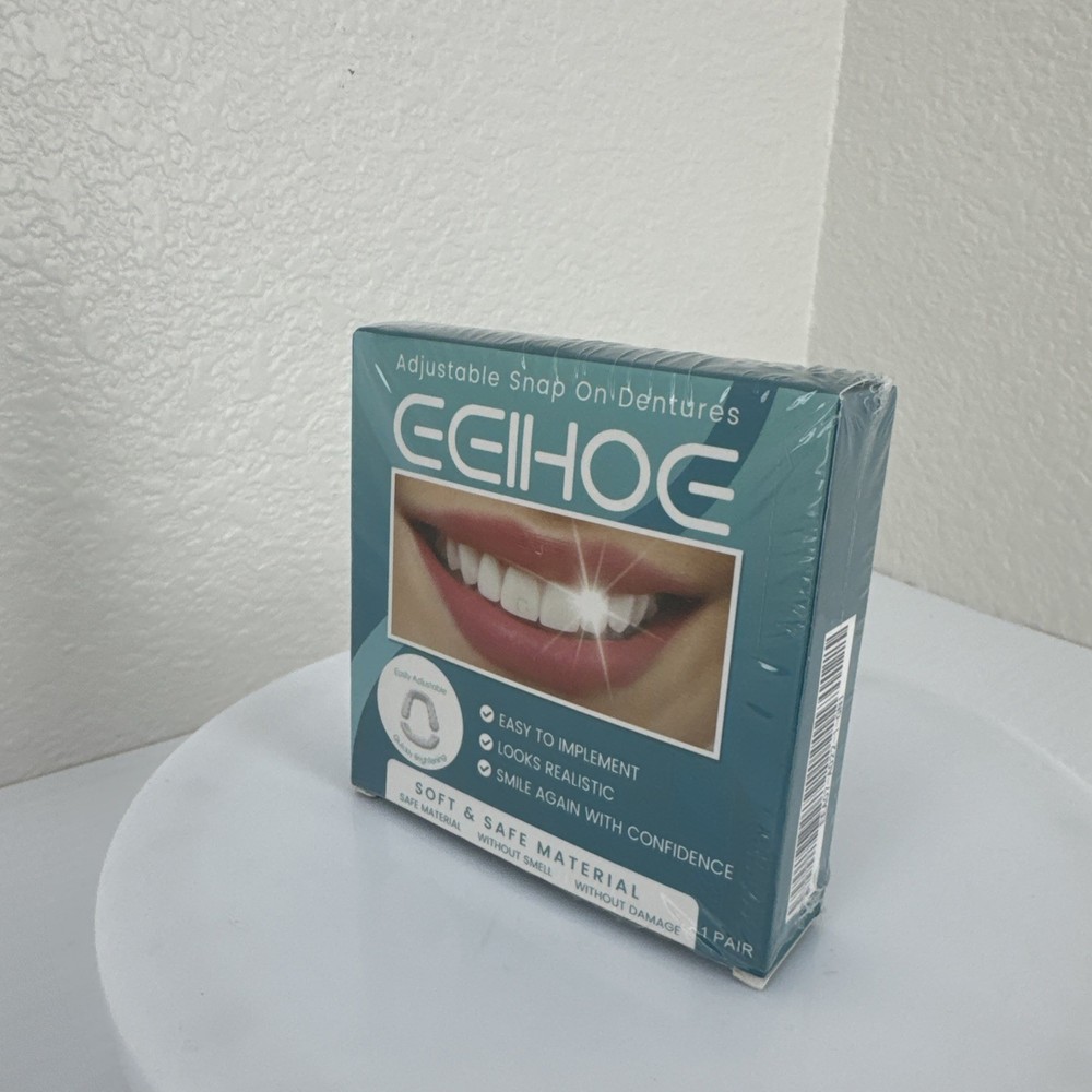 Temporary Teeth Perfect Cover Adjustable Snap On Teeth Dentures Set Open Box