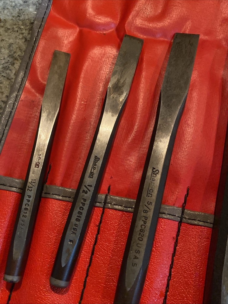 Snap on Tools USA 5 Piece Flat Chisel Set w/ C-50B Kit Bag