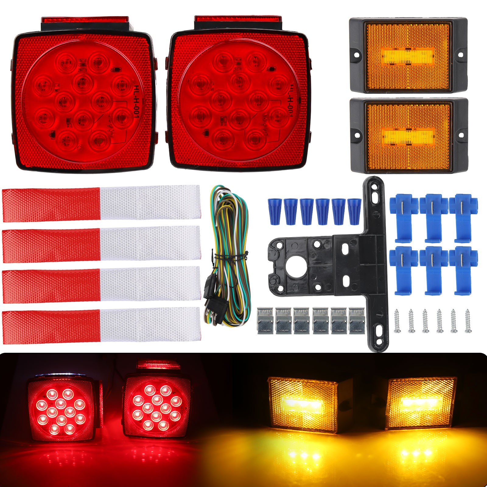 Rear Led Submersible Trailer Tail Lights Kit Boat Marker Truck Waterproof US