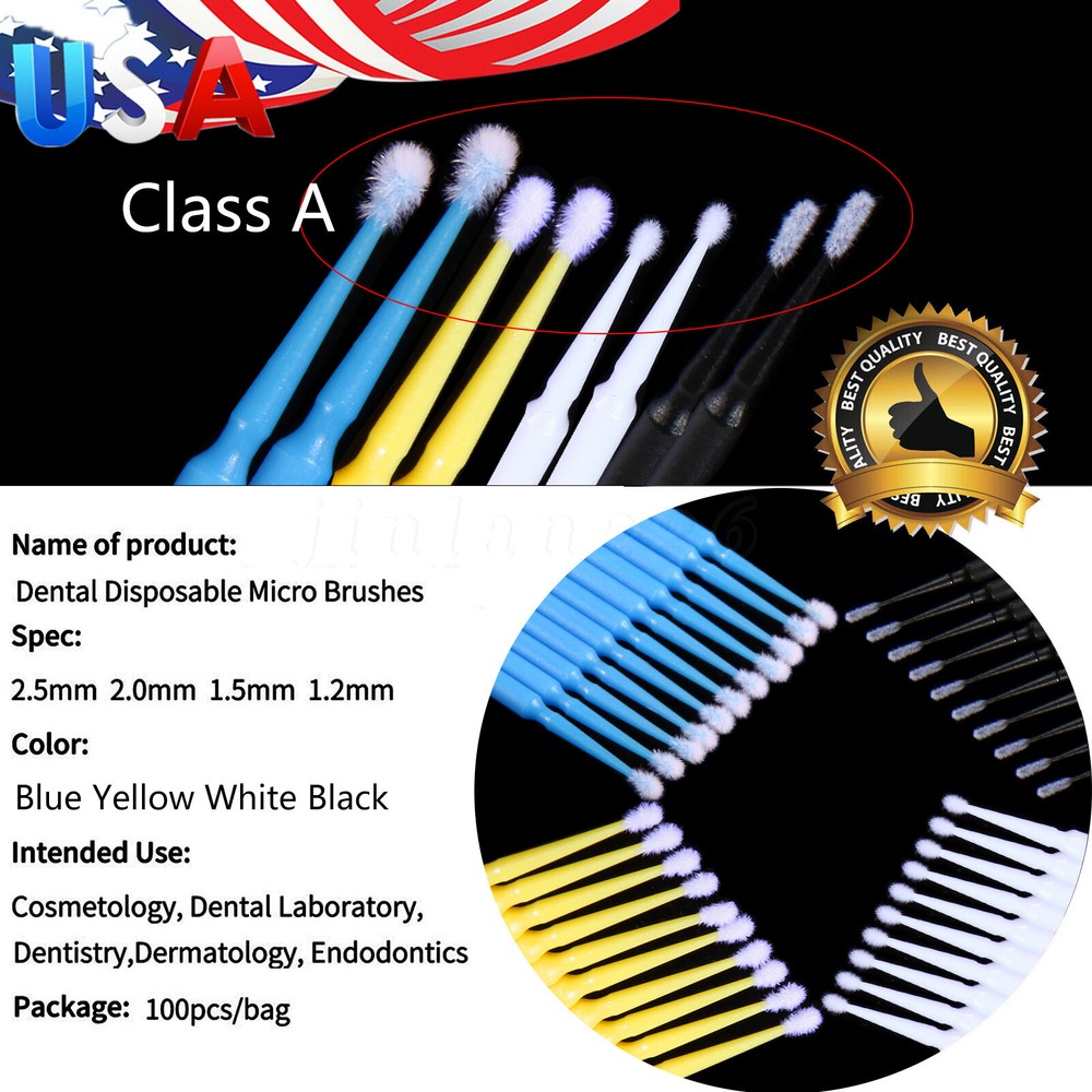 Dental Disposable Micro Applicator Brush Bendable 1.2/1.5/2.0/2.5 mm