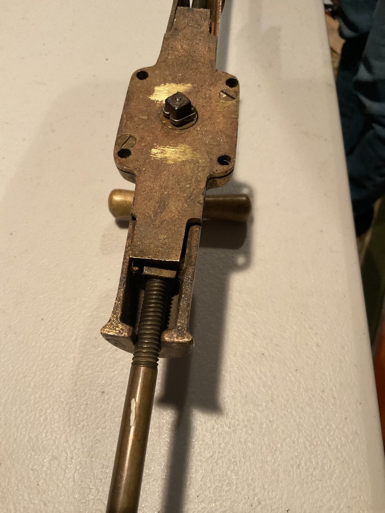 Antique Victorian Solid Brass Double Door Bolt Lock Set