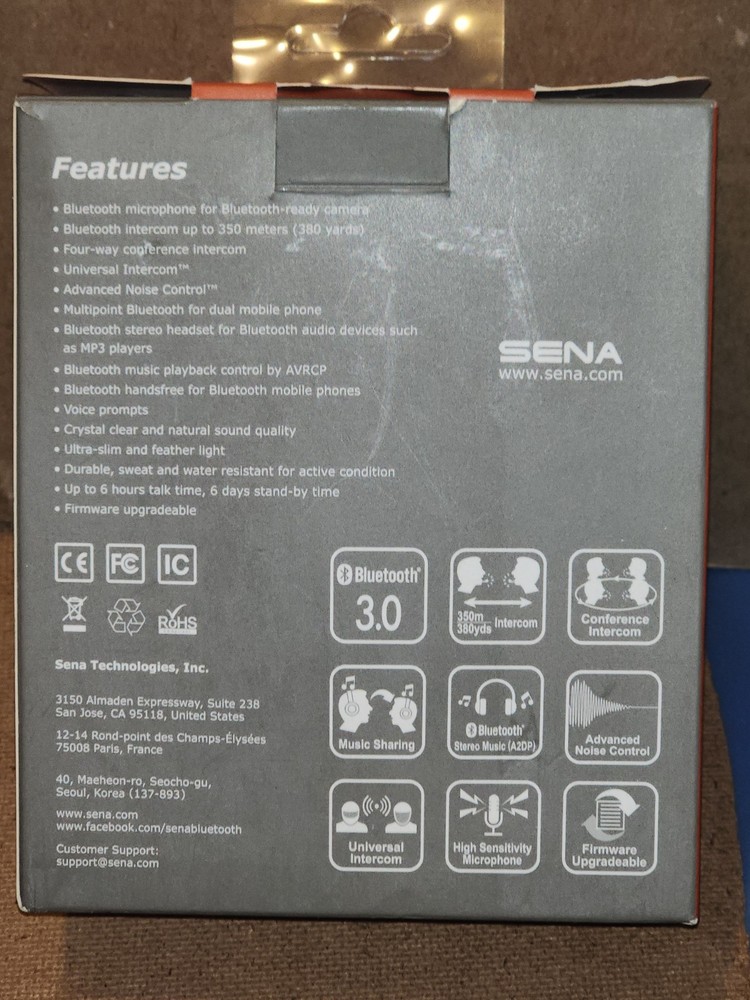 SENA Bluetooth Mic & Intercom Microphone BT10 01 Stereo Headset Music Sharing