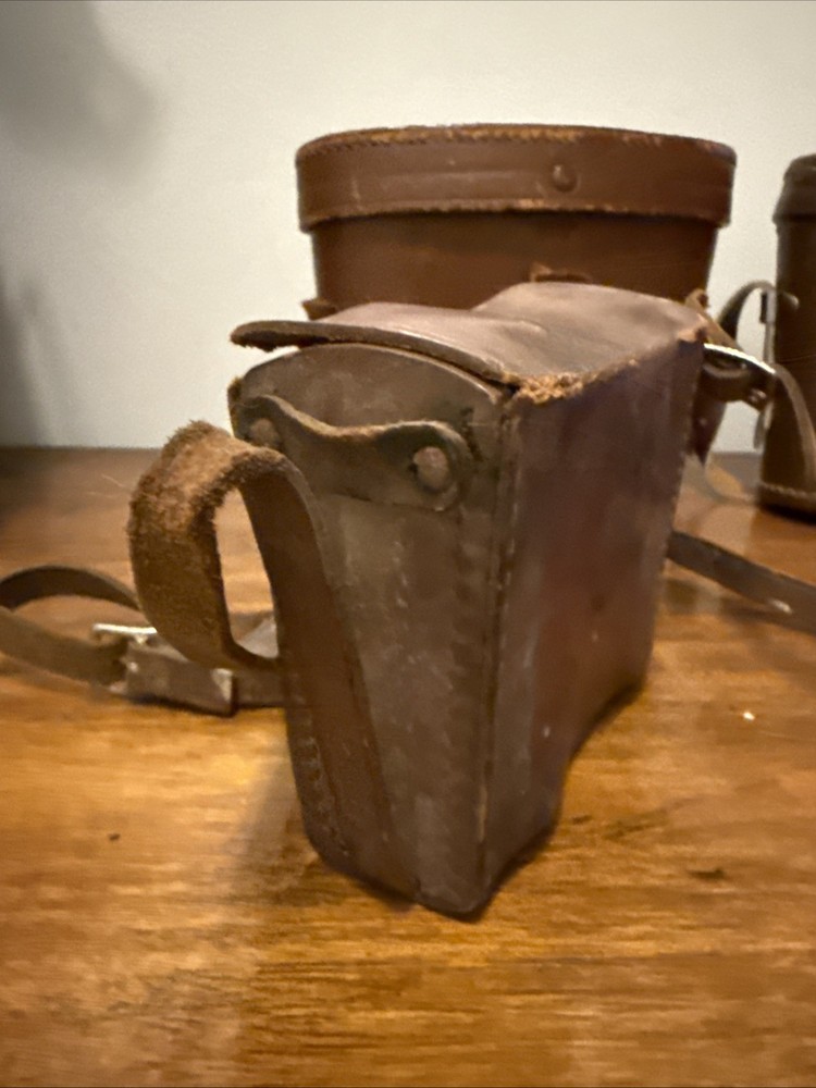 3 Vintage Antique Leather Binocular CASE ONLY