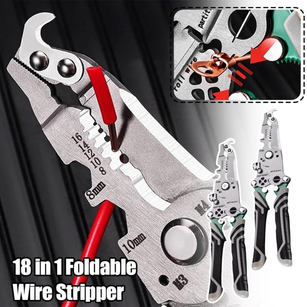 18 in 1 Wire Stripper, Multifunctional Foldable Professional 1pcs