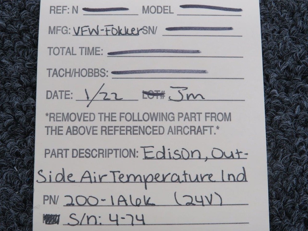 200-1A65 Edison Outside Air Temperature Indicator (Volts: 24)