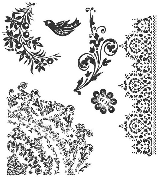 Tim Holtz Cling Stamps 7"X8.5"-Floral Tattoo - CMS-059