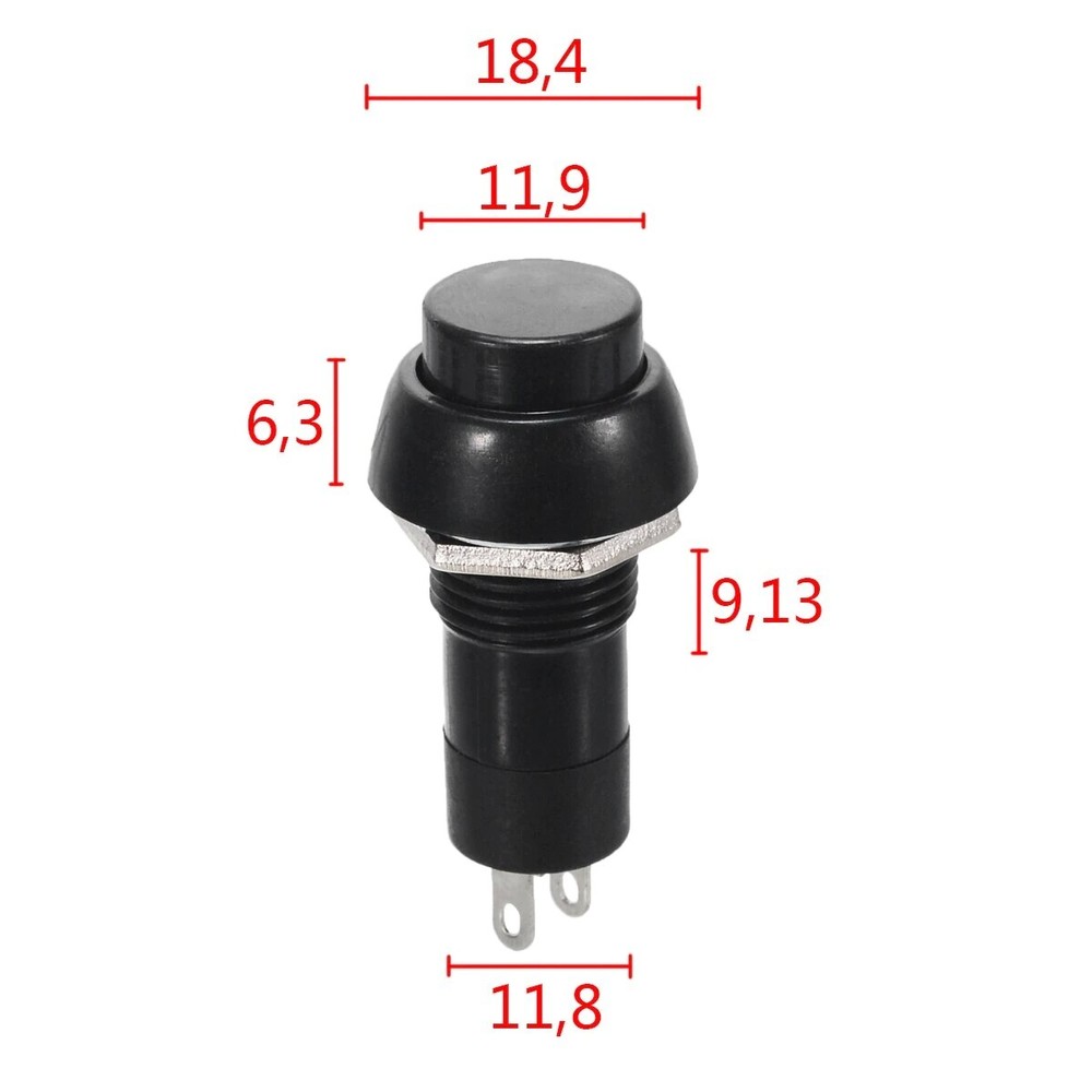 10x On/Off Push Button Bolt-On Switch Black Button Push-To-Make Self-Locking 12V