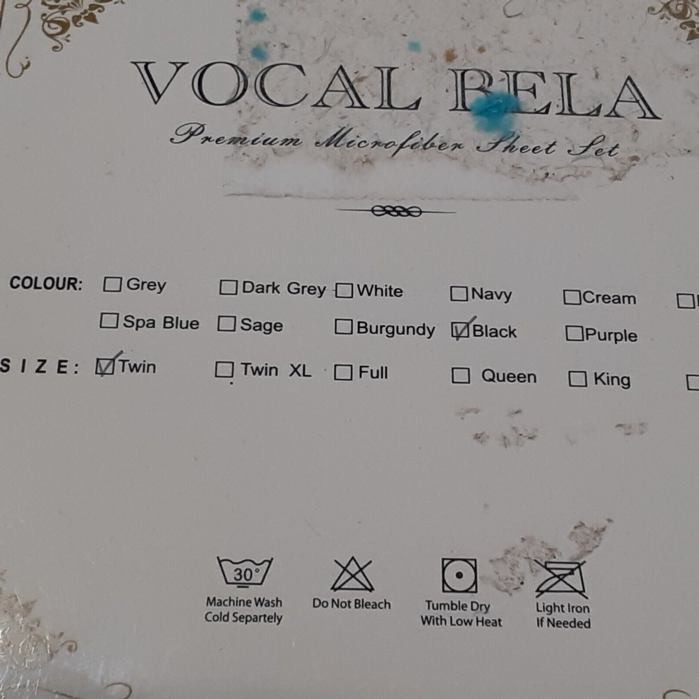 Vocal Bela - Premium Microfiber "Twin" Sheet Set