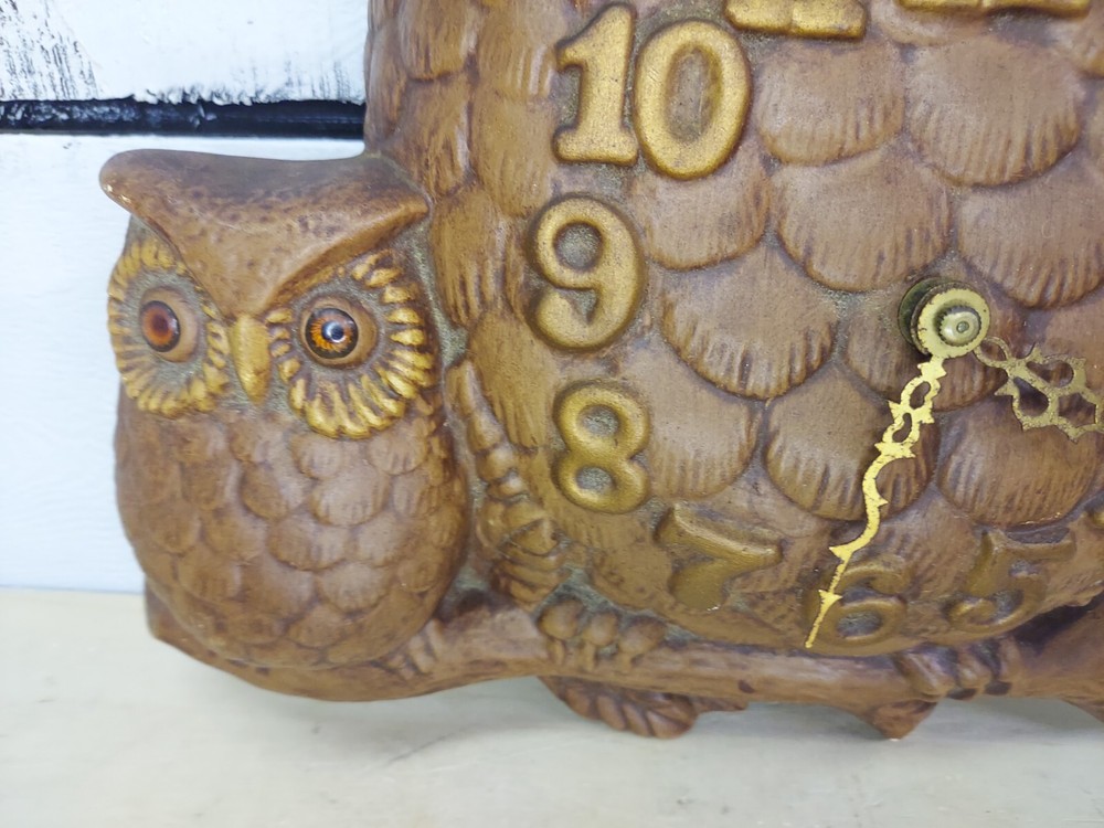 Vintage MCM 1974 Arnel's Owl Clock Untested