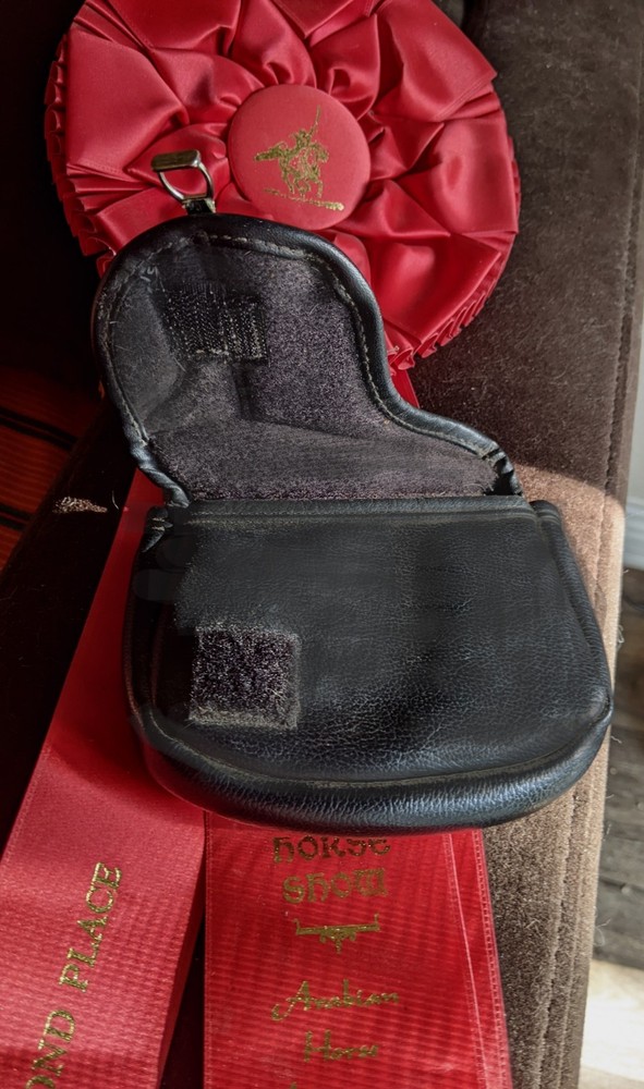 Equestrian-Themed Training Treat Pouch, Black, Saddle Shape, Small