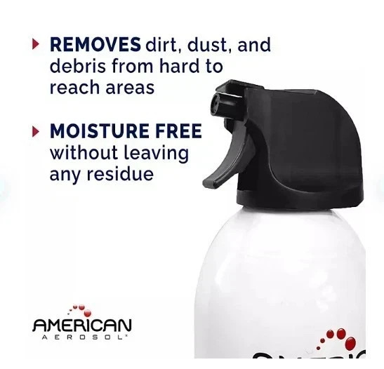 American Aerosol Compressed Gas Electronics Duster, 10 oz Cans, 4-Pack.