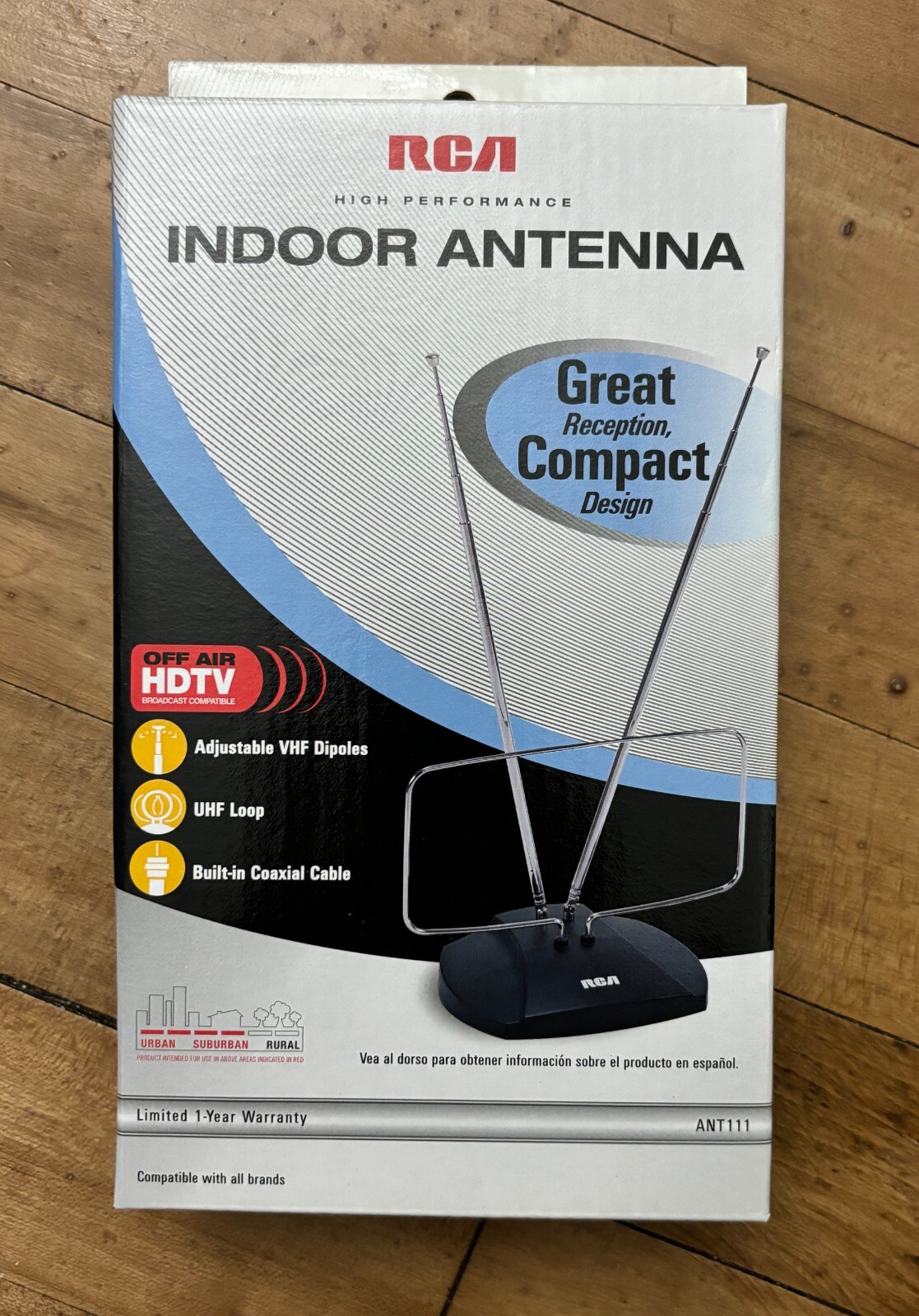 NEW! RCA High Performance HDTV TV Indoor Antenna Black ANT111