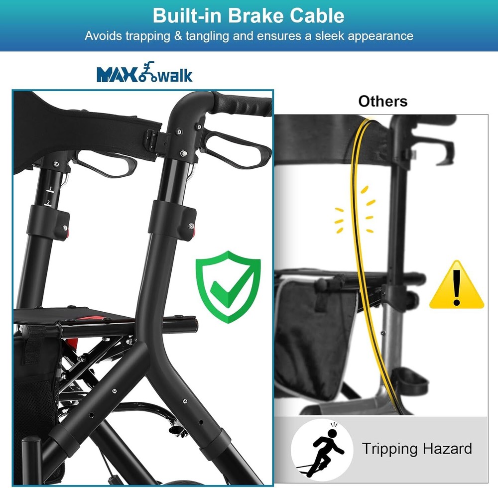 Rollator Walker for Seniors, Lightweight Foldable All Terrain Rolling Walker