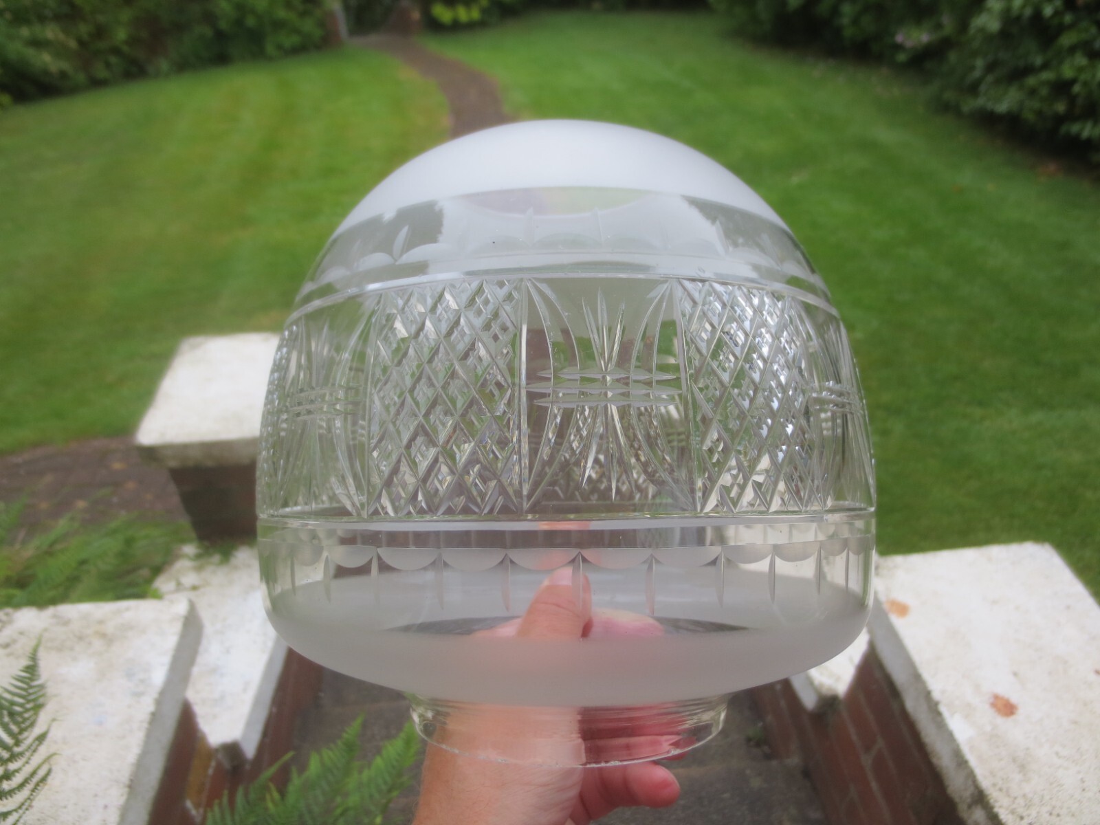 Superb Antique Victorian Cut Glass Duplex Beehive Oil Lamp Shade