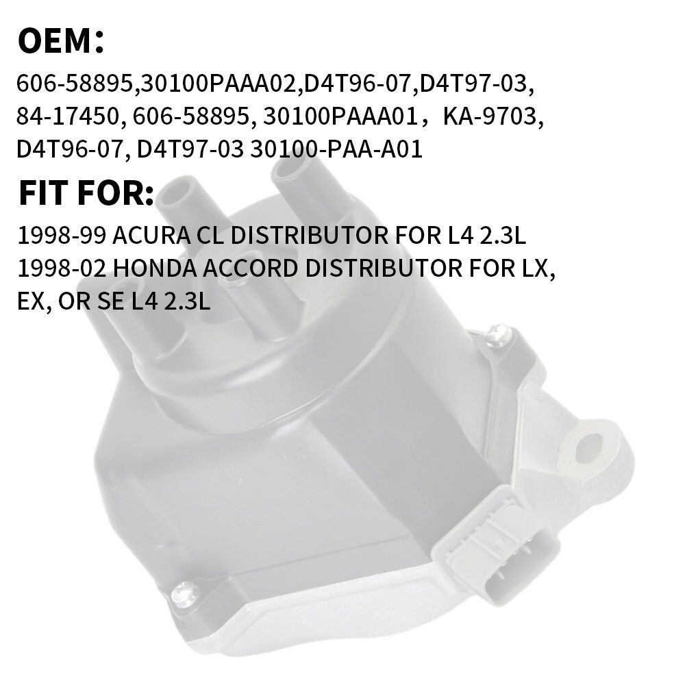 Distributor w/ Cap&Rotor +Wire +Spark Plug for Honda Accord EX LX 2.3L 1998-2002