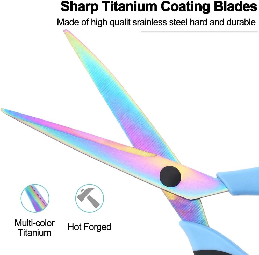Craft Scissors Set of 3 Pack, All Purpose Sharp Titanium 3pcs/Blue&black