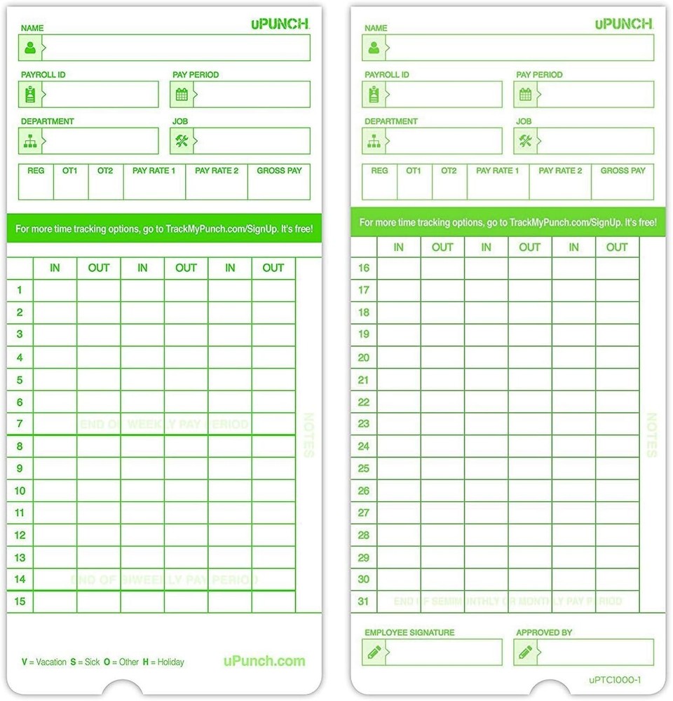 Double-Sided Time Cards for HN3000 - 100 Count for Easy Tracking