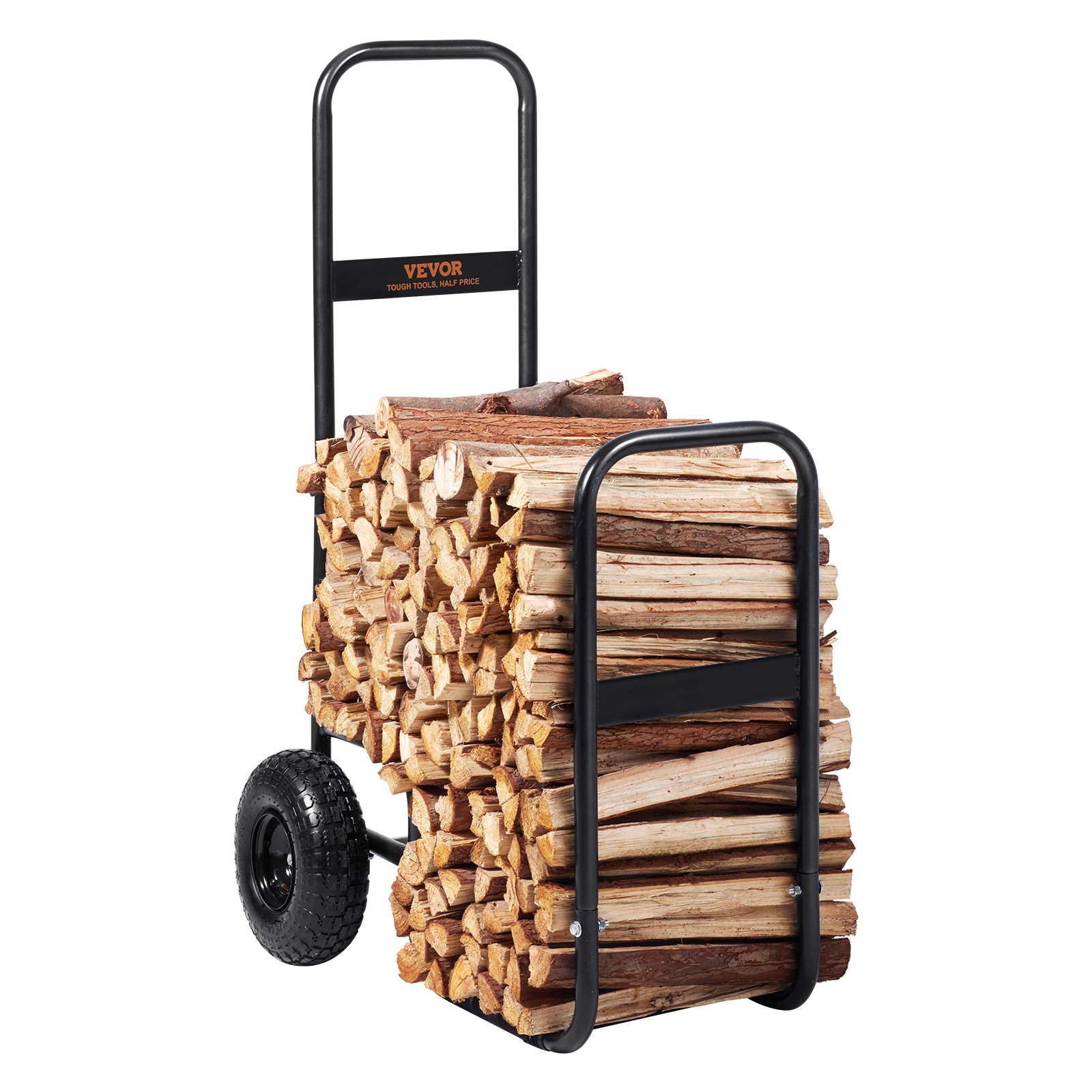 VEVOR Firewood Log Cart Wood Mover Hauler 250lbs Capacity on Rubber Wheels Dolly