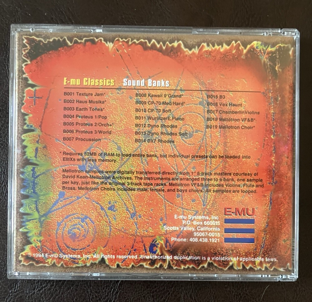 E-MU Systems Volume 7 E-MU Classics Sound Library Sample Library CD-ROM