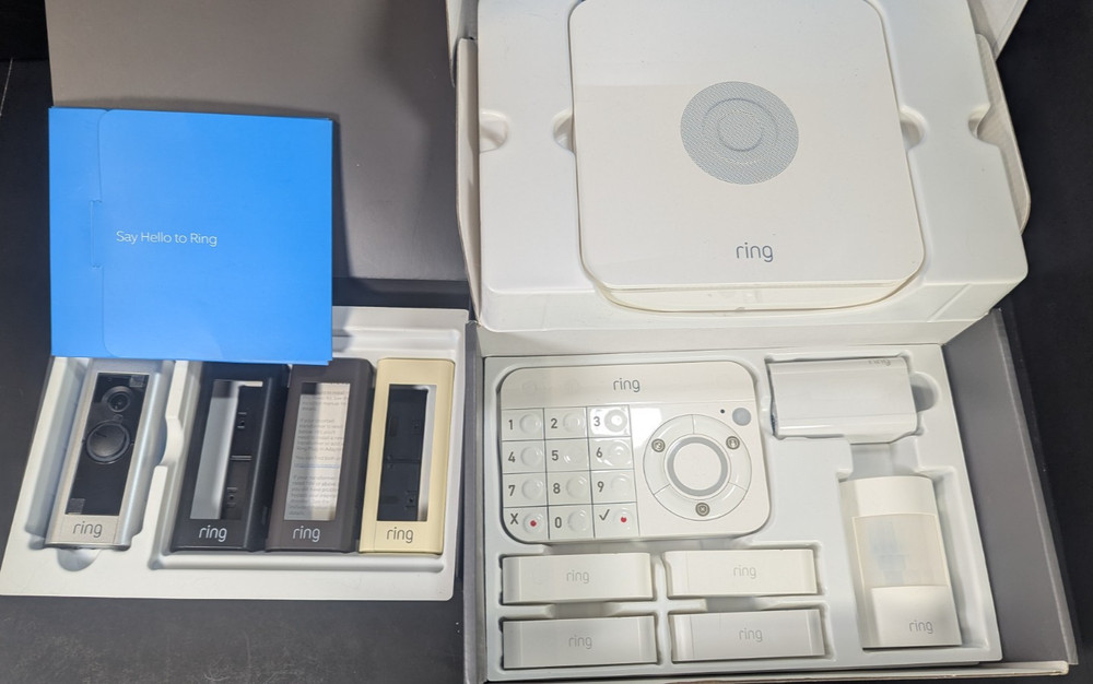RING HOME SECURITY BUNDLE Wireless Alarm Kit + Hardwired Video Doorbell OPEN BOX