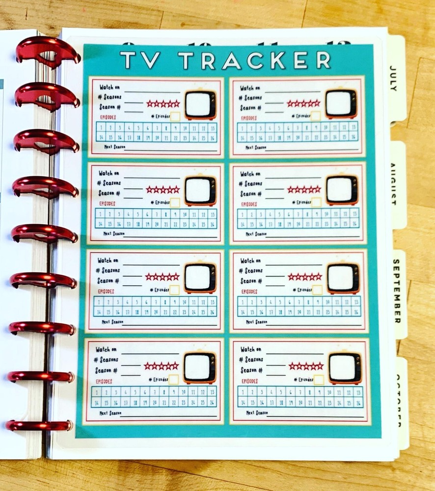 TV Show Episodes Series Tracker Dashboard Insert 4 use with HAPPY Planner
