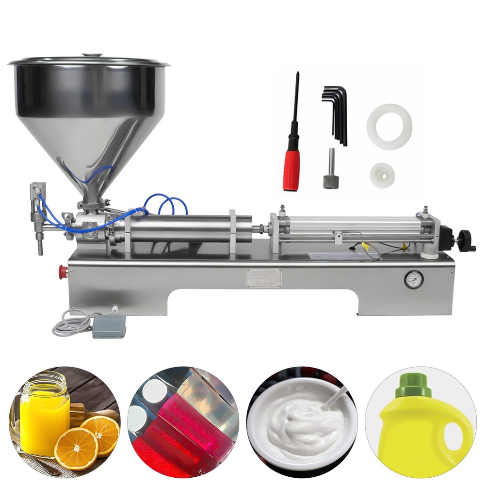 600ml Pneumatic Liquid Paste Filling Machine Bottle Packing Piston Filler&Hopper