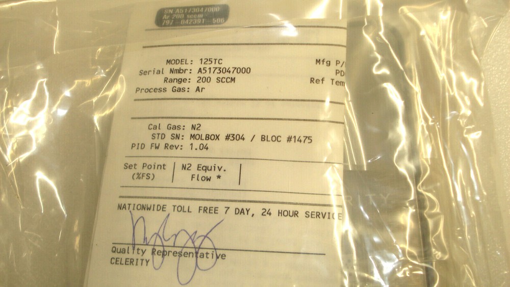 (Brand new) CELERITY UNIT IFC-125TC MASS FLOW CONTROLLER, Gas: Ar, 200 SCCM