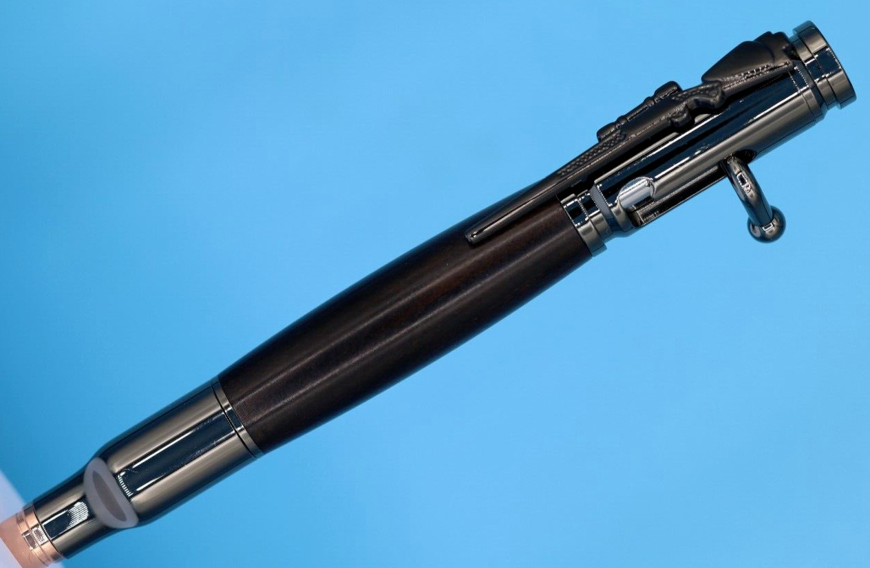 Gifts for Hunters 30 Caliber Bolt Action Pen GunMetal Blackwood