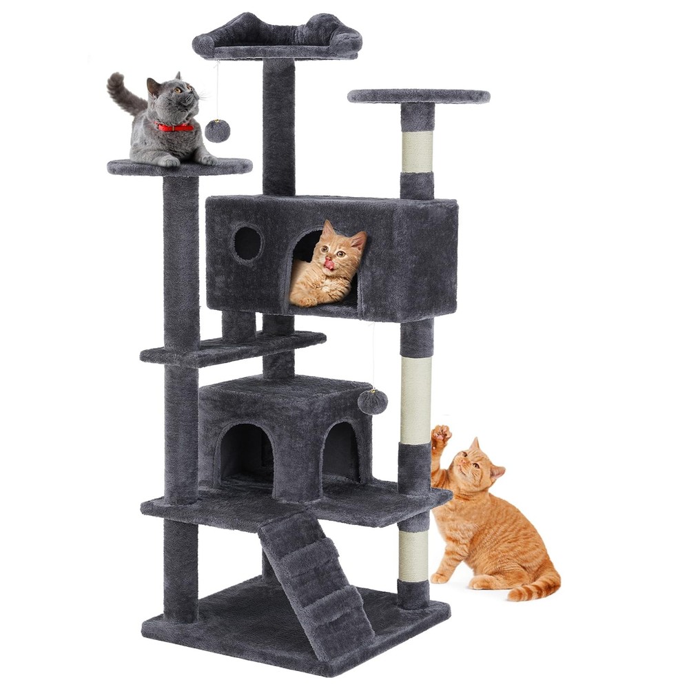 54 Inch Cat Tree Tower, Multi-Level with Cat Scratching Post, Indoor Cat Cond...